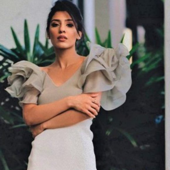 NWT Zara Blogger Fav Green Gray Organza Crop Top - Picture 6 of 16